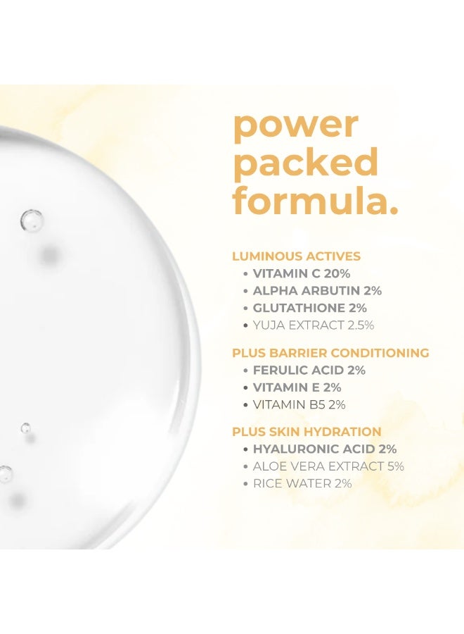 truth 진실 LUMINOUS GLOW ADVANCED KOREAN FACE SERUM VITAMIN C 20% + VITAMIN E 2% + FERULIC ACID 2% + GLUTATHIONE + ALPHA ARBUTIN + YUJA EXTRACT - Image 3